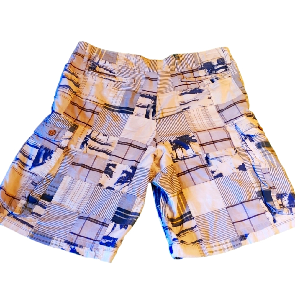 Vintage Washed Stoned & Beaten Shorts Mens Sz 36 Original Madras Plaid Patchwork